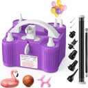 4-in-1 Electric Balloon Pump for All Balloons, Inflatables, and Sports Balls, Triple Inflating Ports for Latex Foil 260q Mylar Balloon, Inflator Deflator for Air Beds Pool Floats Yoga Balls (purple)