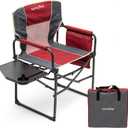 SUNNYFEEL Camping Directors Chair, Heavy Duty,Oversized Portable Folding Chair with Side Table, Pocket for Beach, Fishing,Trip,Picnic,Lawn,Concert Outdoor Foldable Camp Chairs (Red)