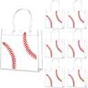 Lonfliness 24Pcs Baseball Clear PVC Gift Party Bags with Handles Bulk Sport Goodie Treat Candy Bags Baseball Present Bags for Boys Birthday Party Favor Baby Shower Decorations Supplies 8 x 8 x 3in
