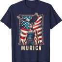 4th of July Patriotic Funny Abraham Lincoln July 4th USA T-Shirt for Women Kids Men, Navy Blue, Small Size