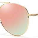 TJUTR Tangle Free Aviator Sunglasses for Women Men, Polarized UV400 Protection Trendy Shades, No-Snag Metal Frame Glasses (A1 Gold/Pink)