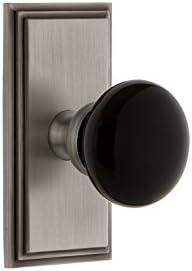 Grandeur Hardware 852458 Carre' Plate with Coventry Knob Passage, Backset Size: 2.75", Antique Pewter