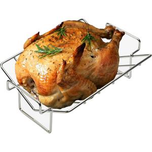 Turkey Roasting Rack, V-shaped Rack for Grilling - Stainless Steel Dual-purpose BBQ Rib Rack for Smoking, Turkey Cooking Racks for Roasting Pan, Ideal for Smoker, Large Egg, Classic Joe, Weber, etc.