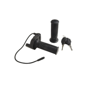 E-Bike Throttle Grip, Electric Scooter Throttle Grips Keys Buttom Start with LCD Display and Key Lock, Easy Install Handlebar Power Indicator for Electric Bikes Scooters Motorcycles