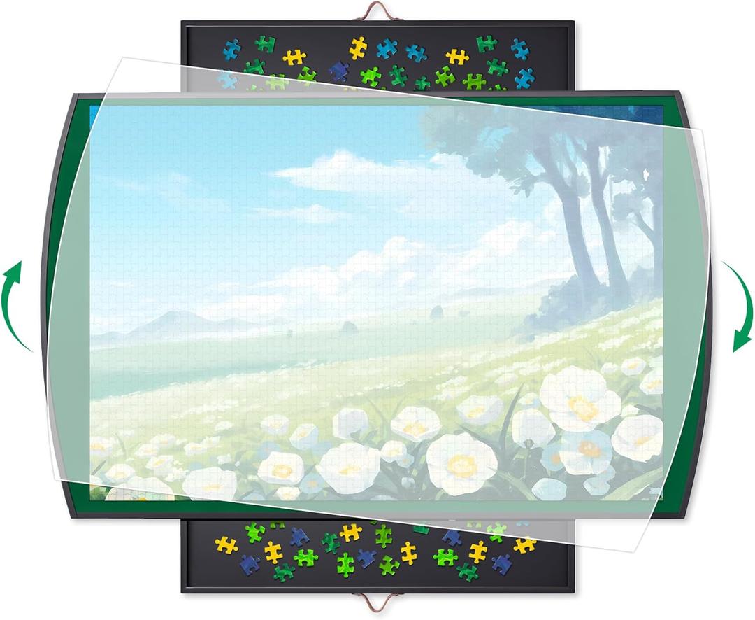 1500 Piece Rotating Puzzle Board Pro, 34" x 25" with Drawers, Portable Aluminum Alloy Puzzle Board with Velvet Cover Mat, 360 Rotation, Integrated Design Puzzle Table Birthday Gifts for Mom