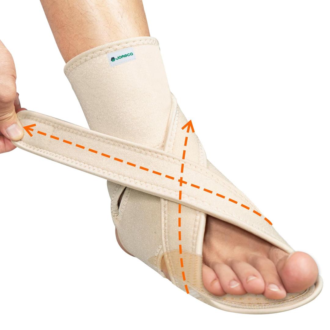 Drop Foot Brace with Dual Forefoot Support Plates Adjustable Soft AFO, Foot Drop, TBI, ALS, MS, Bone Fracture, Fits Women & Men (Beige Right, S/M)