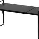 Nxconsu Cabinet Shelf Expandable Height Adjustable Organizer Riser for Kitchen Cabinet Pantry Cupboard Under Sink Countertop Organization Storage Space Saver Stackable Heavy Duty Metal Black