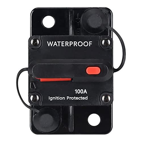 100 Amp Waterproof Circuit Breaker,with Manual Reset,12V-48V DC,for Car Marine Trolling Motors Boat ATV Manual Power Protect for Audio System Fuse