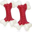 Kseroo 2-Pack Indestructible Dog Toys for Aggressive Chewers: Beef Flavored Hard Nylon Bone Chew Toys, Tough Dog Chew Toys for Large Dogs, Dog Toys to Keep Them Busy for Medium Large Breed, Red