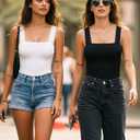 ALGALAROUND Bodysuit Women Square Neck Double Lined Tank Top Sleeveless Backless Sexy Seamless Body Suit Going Out Bodysuits (White)