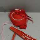 Fumwase 5Pcs Tea Party Accessories Set for Women Afternoon Tea Accessories Kit Gloves Hats Necklace Fan Bracelet, Red