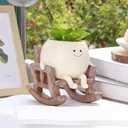 Rocking Chair Resin Planter - Cute Plant Pot - with Drainage Hole - Smiley Succulent Pot - for Garden - Lawn - Patio Indoor and Outdoor Use (A2)