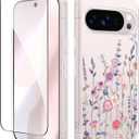 GVIEWIN for Google Pixel 10 Pro XL Case with Screen Protector, [Military Grade Drop Protection] Non Yellowing Clear Floral Slim Phone Cover for Women 2025 6.8" (Floratopia/Colorful)