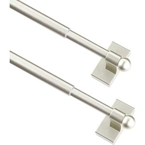Multi-Use Adjustable Magnetic Curtain Rods for Doors, Windows, Tool Boxes, 9-16 Inch, Easy Installation2-PackNickel