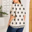ForHailey Women's Plus Size Short Sleeve Summer Tops Casual Button Down V Neck Blouses Floral Clothing Trendy