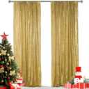 Hahuho Gold Sequin Backdrop Curtain, 2PCS 2FTx8FT Glitter Backdrop Curtain for Parties, Christmas, Wedding, Party Decoration2 Panels, 2FT x 8FT, Gold