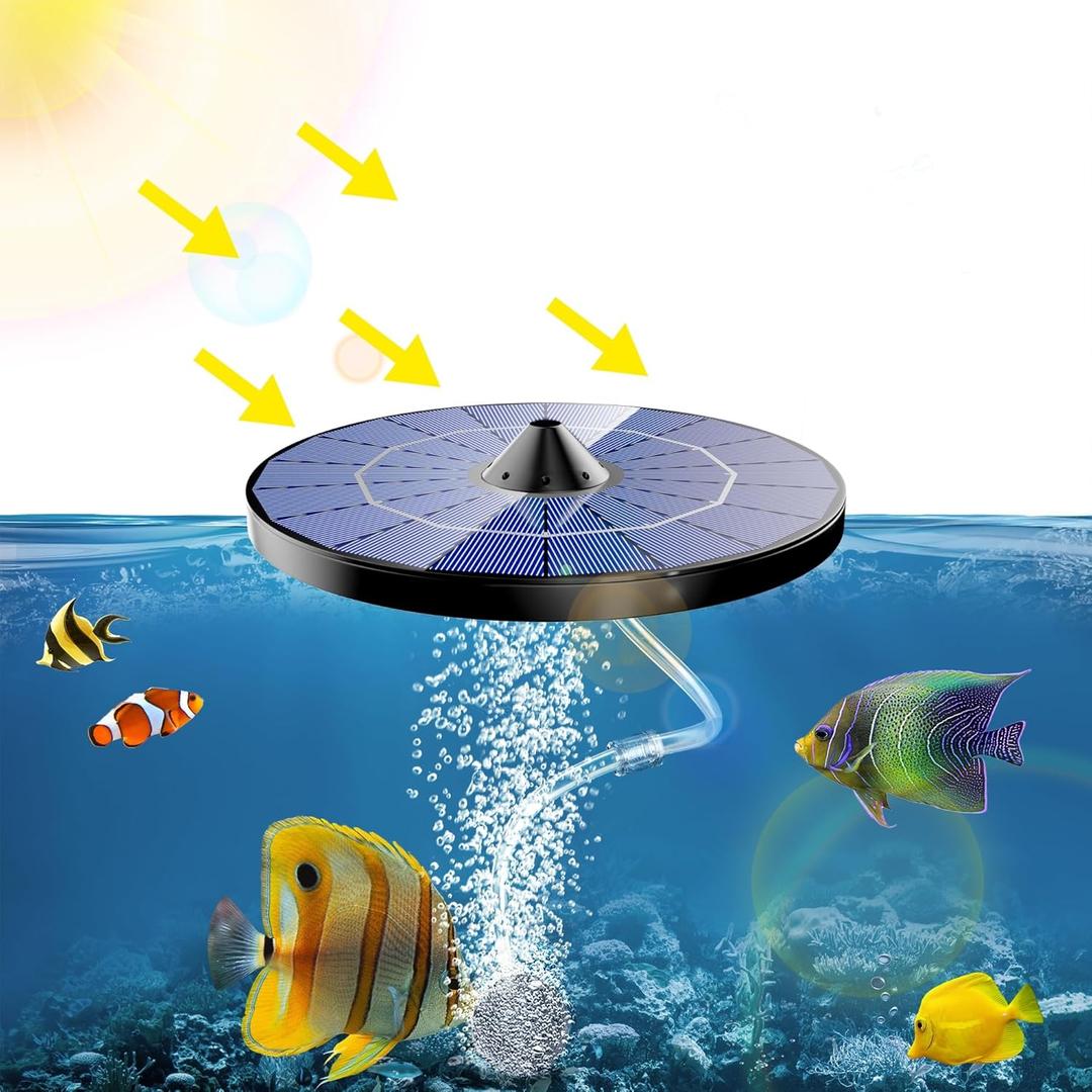 NFESOLAR Solar Aerator for Ponds Outdoor, Integrated Design Solar Air Pump with a Air Bubble Stone for Fish Ponds, Solar Pond Aerator for Fish Tank Koi Pond Hydroponics