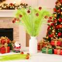 Norme 24 Pcs 18" Lime Green Curly Tree Picks Christmas Stems Picks Stems Christmas Tree Topper for Xmas Wreath, Garland, Vase Fillers, DIY Craft Decor Home Decoration(Red Ball)