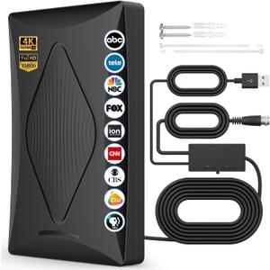 2025 TV Antenna Indoor Antenna for Smart TV, 2200+ Miles Long Range Reception TV Antenna with Amplifier Signal Booster for Local Channels, Clear Reception for 4K 1080p HD