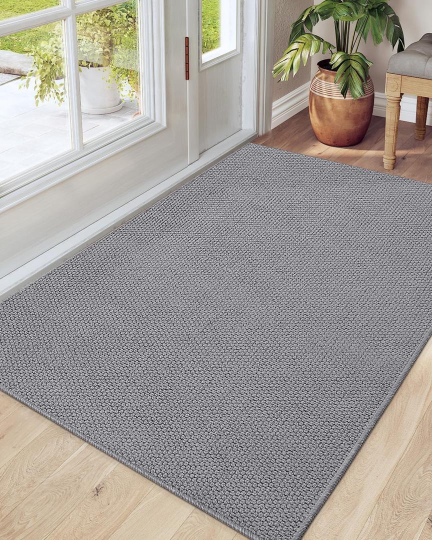 DEXI Indoor Door Mat 32x48, Washable Entrance Mats with Non Slip Rubber Back, Ultra Thin Entryway Mats Absorbent Dirt Carpper Front Back Doormat for Entry Floor Inside Home, Grey