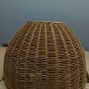 JONATHAN Y 22" Dark Brown/Brass Gold Bohemian Rustic LED Table Lamp for Bedroom, Natural Rattan Shade, Farmhouse Coastal Nightstand Lamp for Living Room, LED Bulbs Included (JYL4040C)