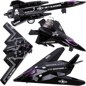 ArtCreativity Diecast Stealth Bomber Toy Jets with Pullback Mechanism, Set of 4 B-2 Spirit Bombers, Diecast Metal Jet Plane Airplane Toys, B2 Bomber Model, Military Cake Decorations, Aviation Party
