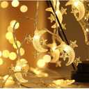 Fielegen 40 LED Moon String Lights Battery Operated 20ft Moon Mini Star Fairy Lights for Patio Garden,Wedding Garden Decoration,Party Festival Lights, Ramadan Decorations Light