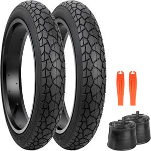 2 Pack Fat Bike Tires 20x3 (76-406) All-Terrain Bike Tires, Silent for Electric Bikes, Beach Cruisers Snow Bikes for City Paved Road, Country Road (Black (2 Tires&2 Tubes), 20x3 (76-406))