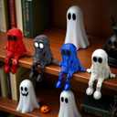 Halloween Ghost Figurines Set of 4  Poseable Mini Decorations for Desk, Shelf, Room, Office, Cute Spooky Collectibles