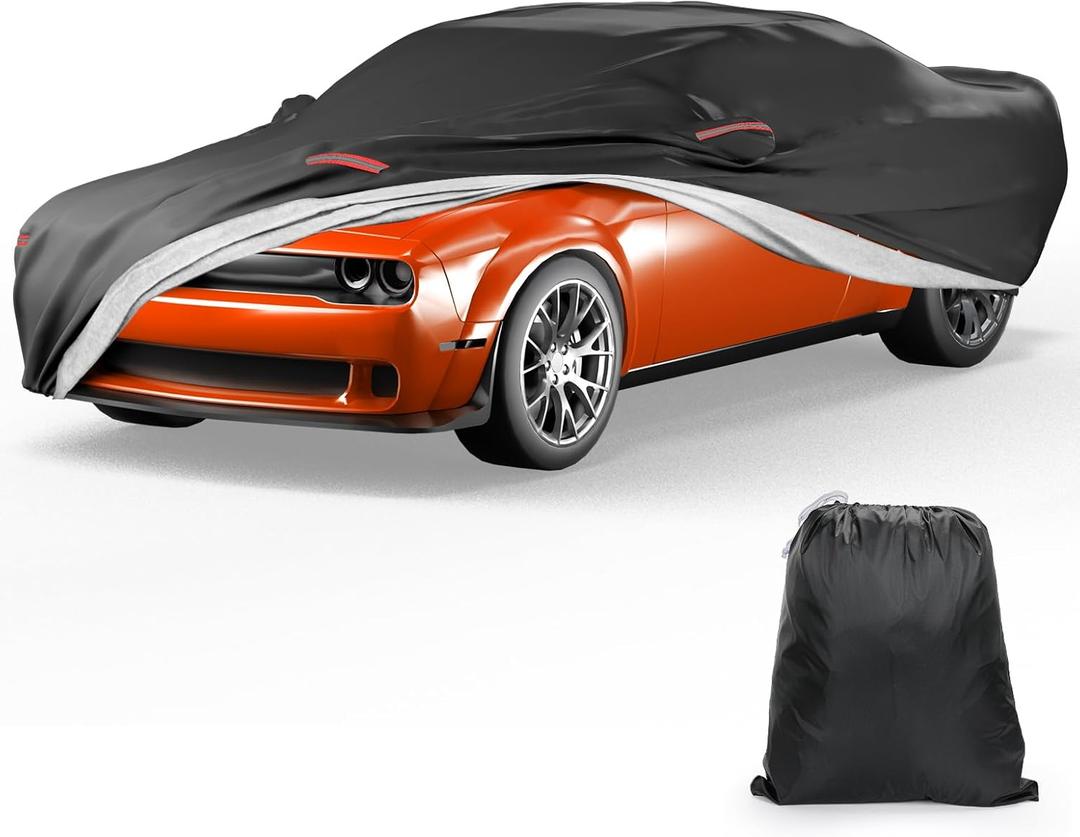 JOYTUTUS Car Cover Compatible with 2008-2026 Challenger R/T SRT T/A SXT Hellcat Scat Pack Widebody 2011-2026 Charger, Soft Cotton Inner Waterproof Outdoor Indoor Cover