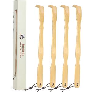 Wooden Bamboo Back Scratcher, 17 Inch Long Handle Back Scratchers for Adults Men Women, with Beautiful Gift Packaging (4 Pack)