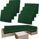 Newwiee 8 Pcs Patio Stretch Patio Sofa Cushion Covers Outdoor Cushion Cover Replacement for 4 Backrests and 4 Cushions Covers, Waterproof Couch Chair Seat Cover Furniture Protector (Dark Green)