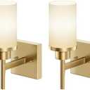 AONEON Vanity Lighting Fixtures with White Frosted Glass Shade, Modern Gold Wall Lamps for Bathroom Mirror Bedroom Living Room Porch, 2 Pack T001GD-L1-P2