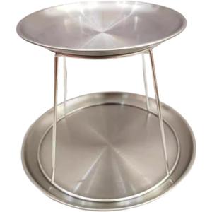 Seafood Stand Set Tray Stand 2 Tier Round Dinnerware Multifunctional Seafood Tray Stainless Steel for Wedding Dessert Kitchen, Shallow Dish