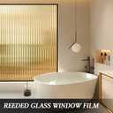 Windimiley Window Privacy Film 3D Reeded Glass Static Cling, 23.6" x 157.5" | Fluted Frosted Decorative Window Stickers Winter Heat Control Sun Blocking Film Peel and Stick Adhesive Door Cover, Umber