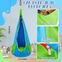Light up Kids Pod Swing Seat, Hanging Hammock Swing Chair with LED Lights & Inflatable Pod Hanging Chair Sensory Hammock for Kids Bedroom Indoor Outdoor Max 100 Lbs(Blue)