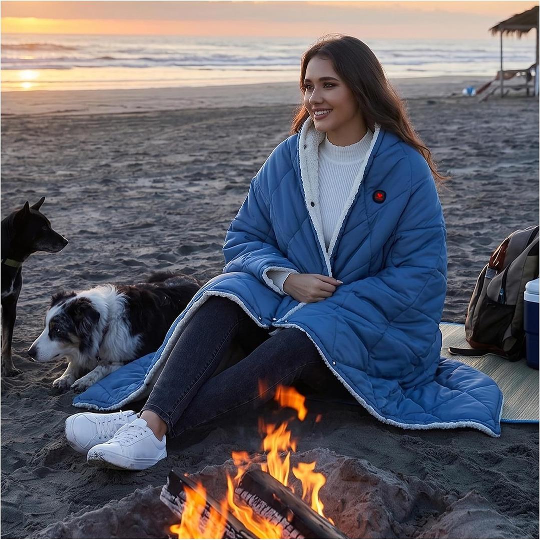 Wearable Heated Blanket,12V Cordless 15000 mAh,3 Heating Set, 70"x 50"