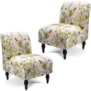 Liykimt Armless Accent Chair Cover Slipcover,Slipper Chair Cover Super Fit Stretch Spandex Removable Washable for Armless Chair Furniture Protector Covers for Living Dining Room Hotel (Beige/Olive Green)