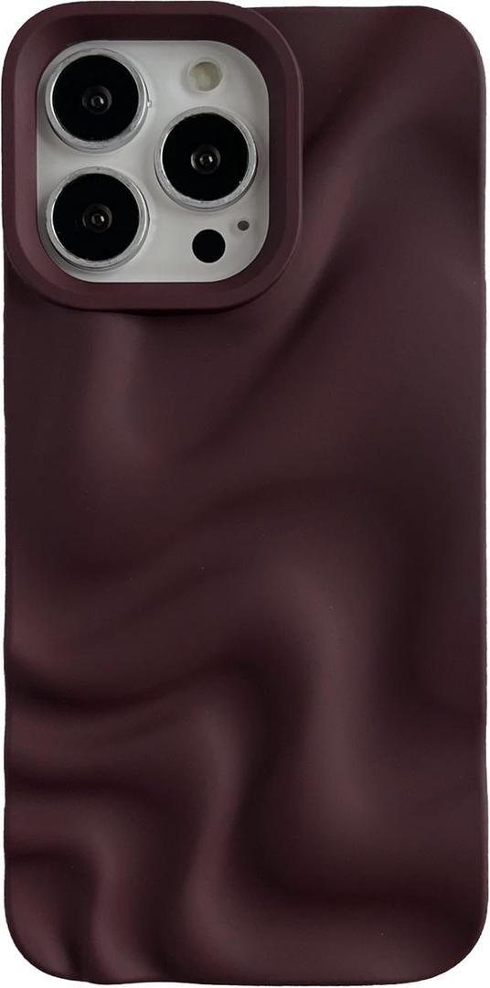 Caseative for iPhone 13 Pro Case,Water Ripple Pattern Wave Phone Case (Wine Red)