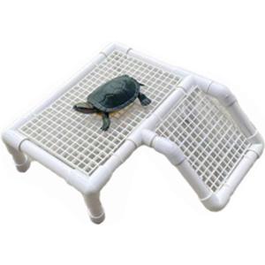 Standing Turtle Basking Platform, Plastic Short Legs Floating Platform for Low Water Level Tank, 10" Width Resting Area, Turtle Docks for Basking with DIY PVC Pipes, Ramp for Reptile Frog Terrapin