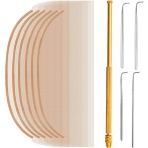 Hanaive 11 Pieces Wig Making Kit Including 6 Swiss Lace Net and Brass Ventilating Holder with 4 Ventilating Needles Wig Kit for Lace Front Wigs for Beginners(Light Brown)