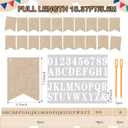 Mooliwe 171 Pcs DIY Custom Banner Kit Make Your Own Customizable Sign for Birthday Wedding Party Decoration Include 20 Paper Pennant 148 Letters and Numbers Rope Threading Device(Flaxen)
