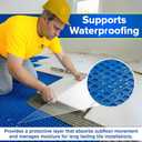 Uncoupling Membrane for Tile Floors, 54 Sq.Ft Roll 3.3 ft x 16.5 ft Blue, Waterproof Underlayment with Crack Isolation
