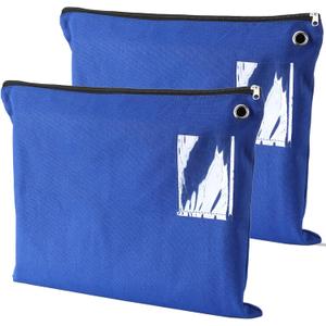 2 Pcs Interoffice Mailer Canvas Transit Sack Zipper Bag 18" x 14" Large Zipper Pouch with Grommet Interoffice Mail Bag (Blue)