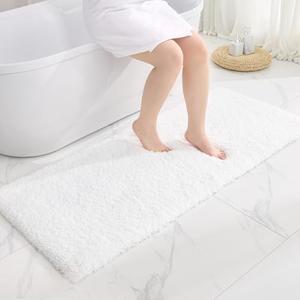 Disolla White Bathroom Runner Rug 24x59 Non Slip Fluffy Long Bath Mat for Bathroom Floor Washable Plush Luxury Bath Rug for Tub Absorbent Shower Sink Mat Bedside Rug