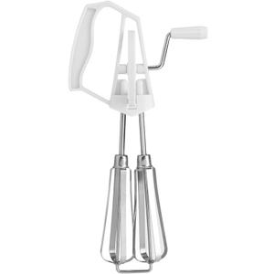 Stainless Steel Rotary Egg Beater Hand Crank Handed Whisk Ergonomic Grip Kitchen Tool for Baking Mixing Creaming(White)