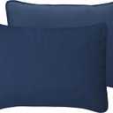 Easy-Going Twin Size Reversible Quilt Set with 1 Quilt and 1 Pillow Sham, Soft Bed Quilt Cover, Water Resistant Lightweight Microfiber Bedspread, Stain Resistant, Olive Leaf-Dark Blue/Light Blue