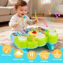 Baby Piano Drum Set for Toddlers 1-3, Musical Toys 3 In 1 Baby DJ Table Piano Keyboard Xylophone Instruments for 1 2 Year Old Boys Girls Music & Light Activity Table 6-12-18 Months Old Birthday Gifts