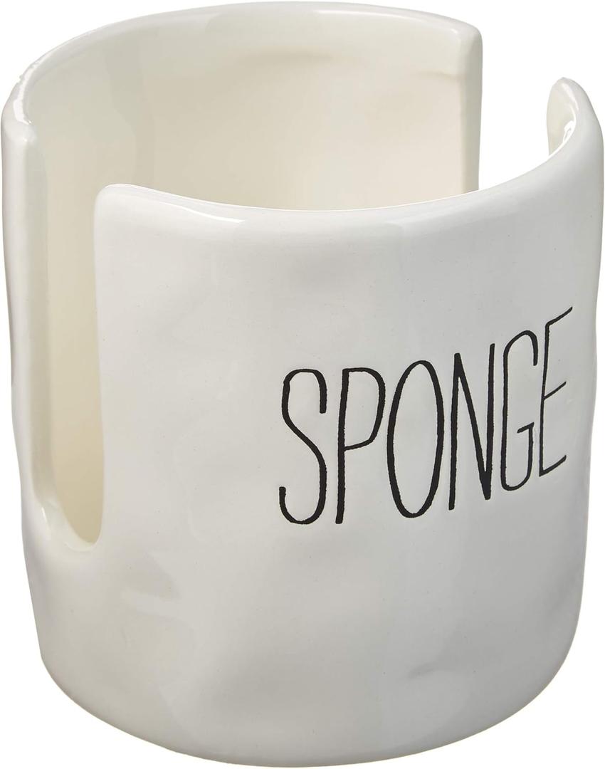 Mud Pie Kitchen Dish Sponge Holder Caddy, Off White