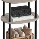 VASAGLE Side Table, Small End Table, Tall Nightstand, Steel Frame | For Living Room, Bedroom, Office, Bathroom, Heather Greige and Ink Black ULET288L101, 11.8"D x 15.7"W x 22.8"H